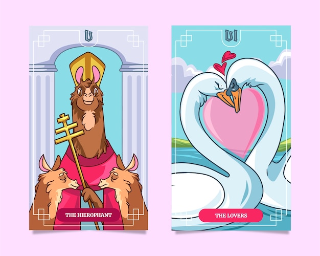 Vecteur jeu de cartes de tarot dessinés à la main