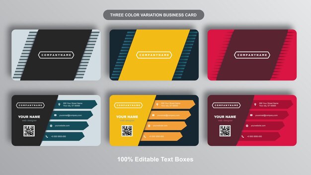 Jeu de cartes de visite colorées modernes