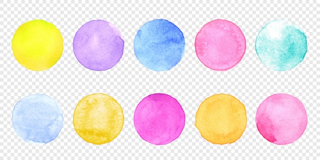 Jeu De Cercle Aquarelle Couleur. Tache De Splash Aquarelle De Frottis De Vecteur Sur Transparent