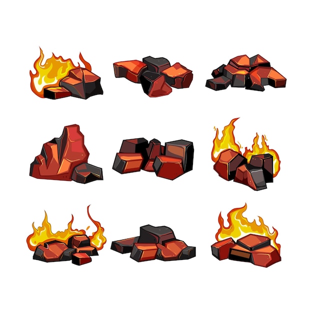 jeu de charbon de feu illustration vectorielle de dessin animé