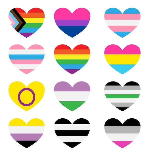 Jeu de coeur de drapeau lgbt sexe plat Vector