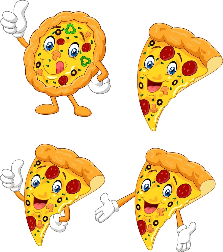 Vecteur jeu de collection de pizza drôle de dessin animé