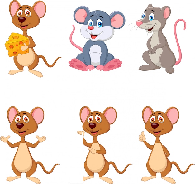 Jeu De Collection De Souris Drôle De Dessin Animé