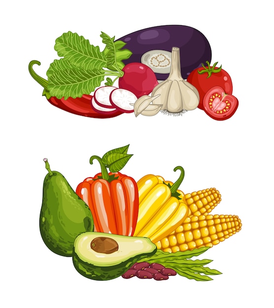 Jeu De Composition Isolée De Légumes Biologiques Frais