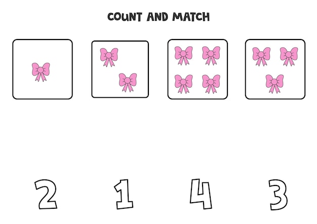 Jeu De Comptage Avec Des Arcs Roses. Feuille De Calcul Mathématique.