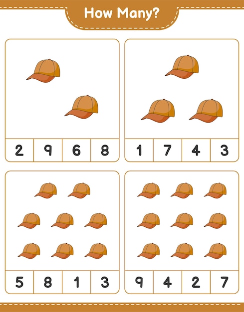 Jeu De Comptage Combien De Cap Hat Feuille De Calcul Imprimable Pour Le Jeu éducatif Pour Enfants