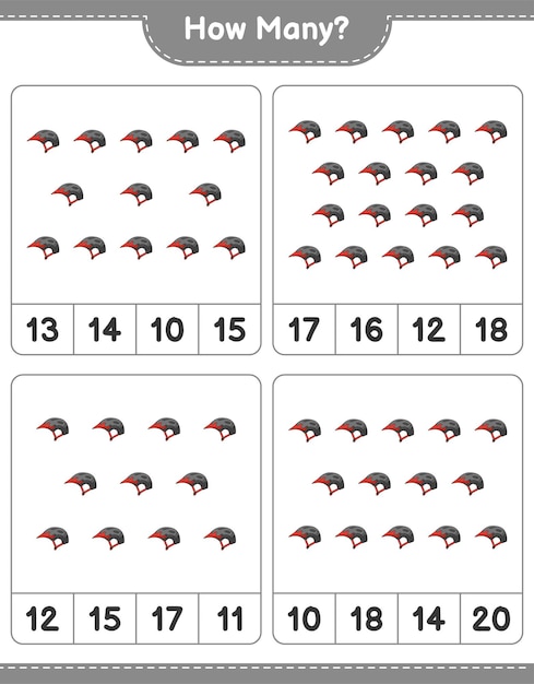 Jeu De Comptage Combien De Casque De Vélo Feuille De Calcul Imprimable Pour Le Jeu éducatif Pour Enfants