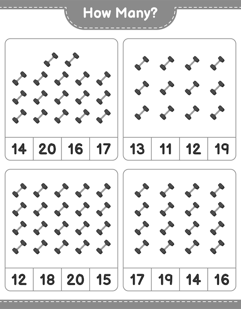 Jeu De Comptage Combien D'haltères Jeu éducatif Pour Enfants Feuille De Calcul Imprimable