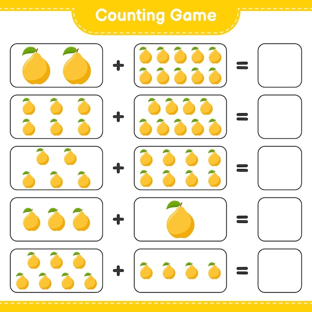 Jeu De Comptage, Compte Le Nombre De Coings Et écris Le Résultat.