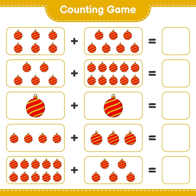 Jeu De Comptage Comptez Le Nombre De Boules De Noël Et écrivez Le Résultat Jeu éducatif Pour Enfants