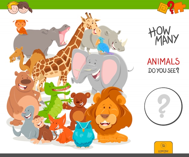 Jeu De Comptage Pour Enfants Avec Des Animaux Sauvages