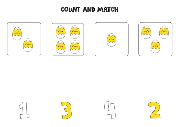 Jeu De Comptage Pour Les Enfants Comptez Tous Les œufs De Pâques Et Faites Correspondre Avec Les Chiffres Feuille De Travail Pour Les Enfants