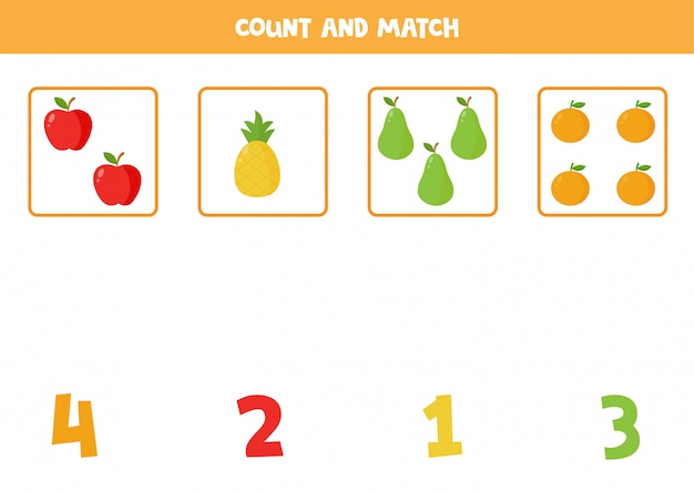 Jeu De Comptage Pour Les Enfants. Feuille De Calcul Correspondante