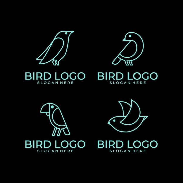 Jeu De Conception De Logo Art Ligne Oiseau