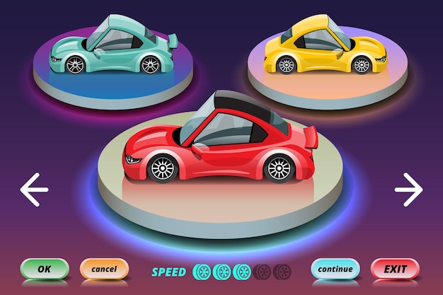 Jeu de course automobile dans le menu d'affichage