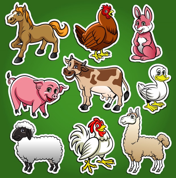 Jeu De Dessin Animé D'animaux De Ferme