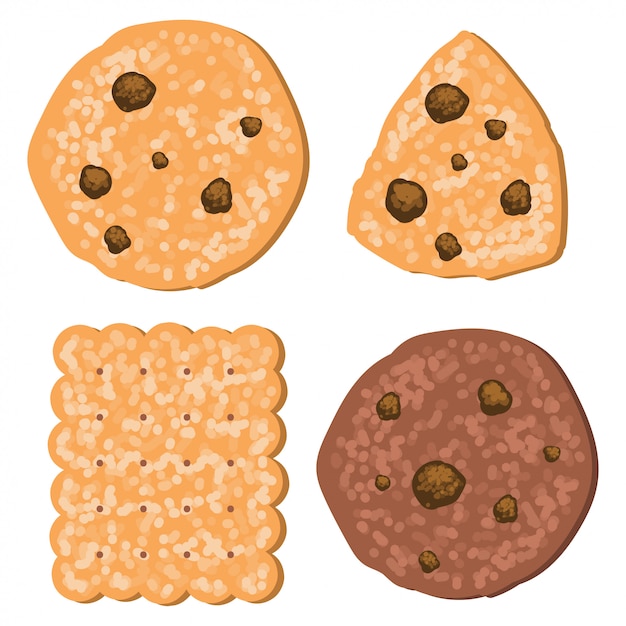 Jeu de dessin animé de cookies isolé.