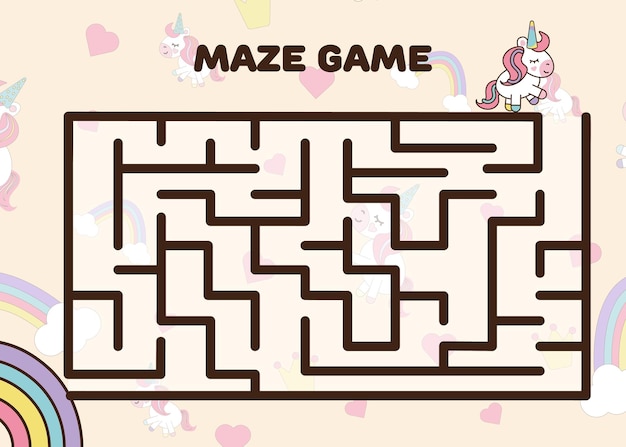 Jeu de dessin animé de labyrinthe pour enfants avec des licornes