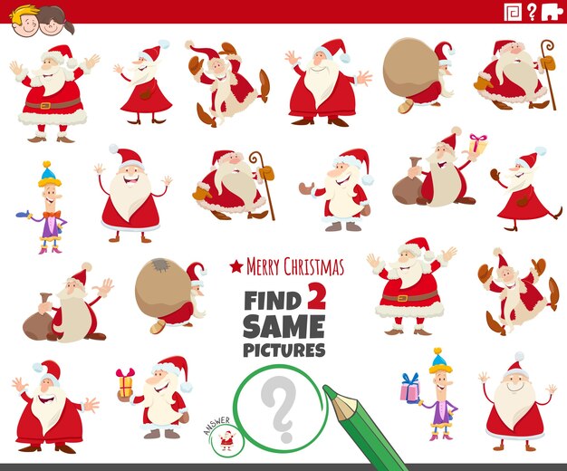 Jeu de dessin animé sur le thème de Noël