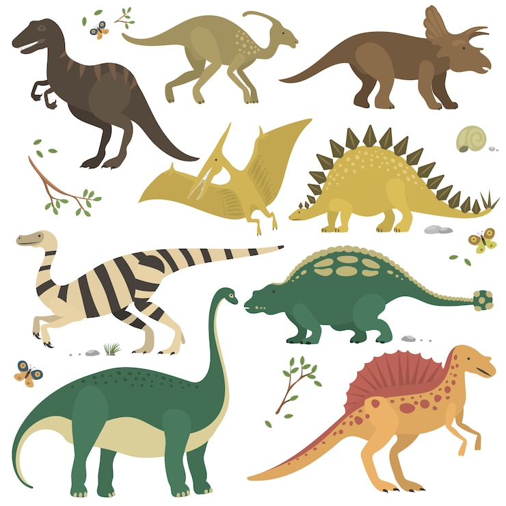 Vecteur jeu de dinosaures de dessin animé