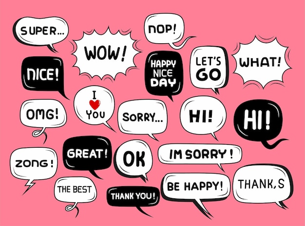 Jeu de doodle bulle discours mignon