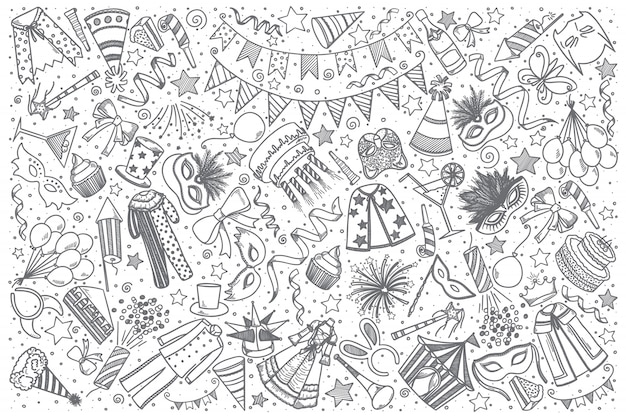 Jeu De Doodle Carnaval Dessiné à La Main