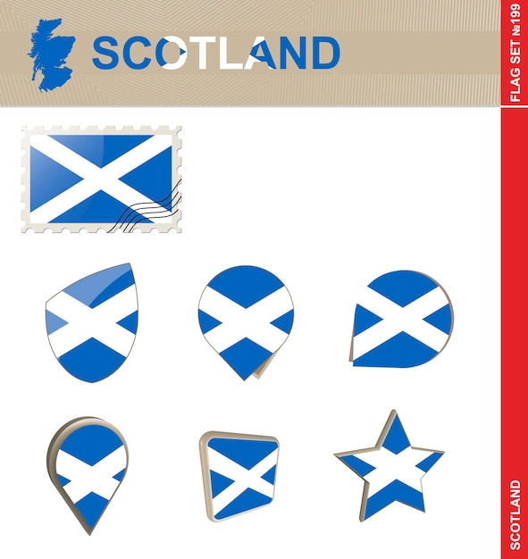 Jeu De Drapeau Ecosse Drapeau Set 199 Vector