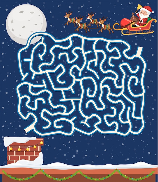 Vecteur jeu du labyrinthe du père noël