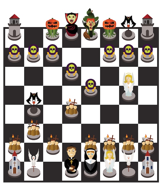 Jeu D'échecs Ou De Personnages D'halloween