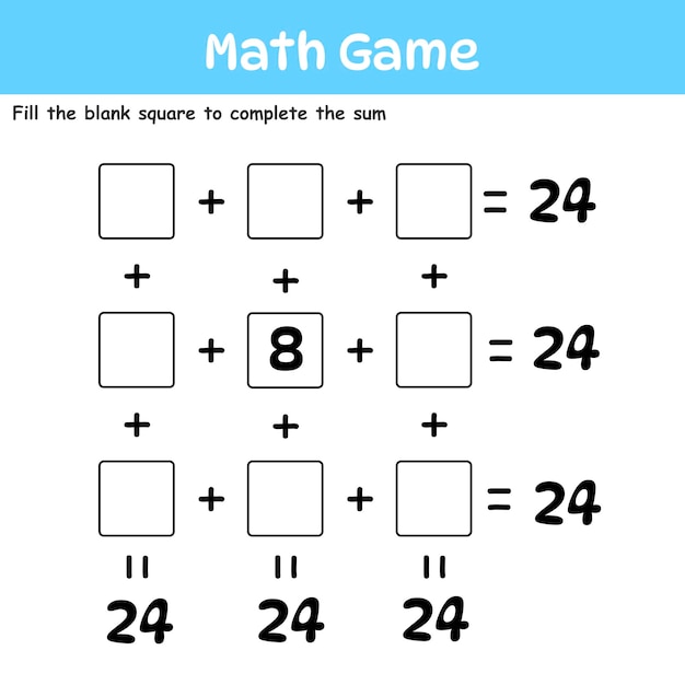 Vecteur jeu éducatif de jeu de mathématiques logique pour les enfants activités amusantes pour les enfants à jouer et à apprendre