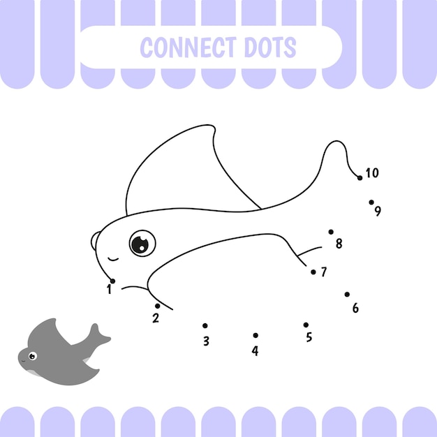 Vecteur jeu éducatif point à point pour les enfants d'âge préscolaire fiche d'activité crampfish vector illustration