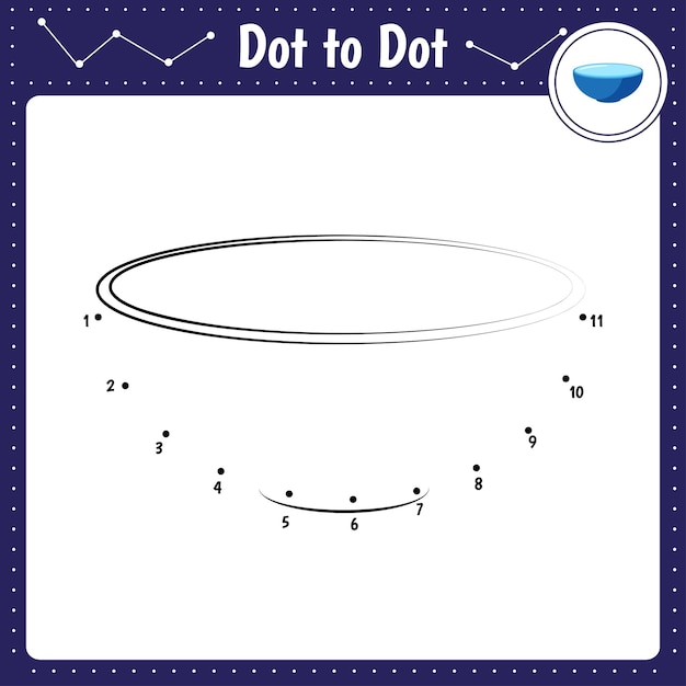 Jeu éducatif Pour Les Enfants D'âge Préscolaire Illustration Vectorielle Reliez Les Points Bol