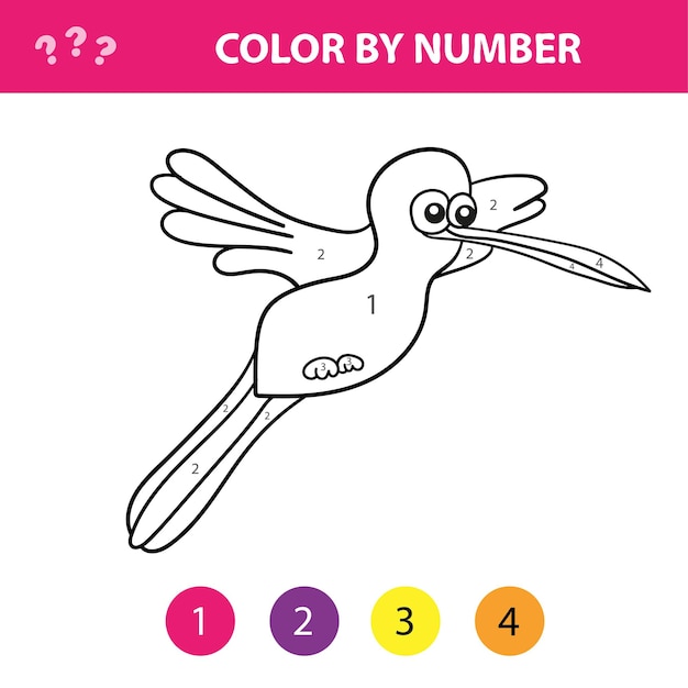Jeu éducatif Pour Enfants. Colorie L'image Par Numéro. Livre De Coloriage Avec L'oiseau Mignon