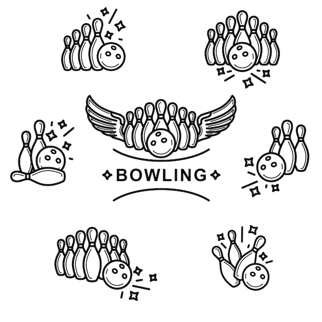 Jeu D'étiquettes Et D'éléments De Bowling élément De Collection Bowling