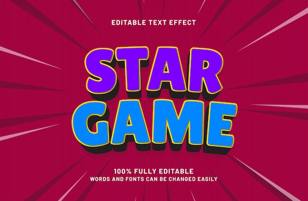 Vecteur jeu d'étoiles 3d effet de texte modifiable