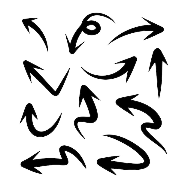 jeu de flèches dessinées à la main illustration de Doodle