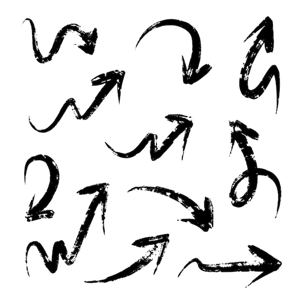 Jeu de flèches dessinées à la main illustration vectorielle Doodle eps 10