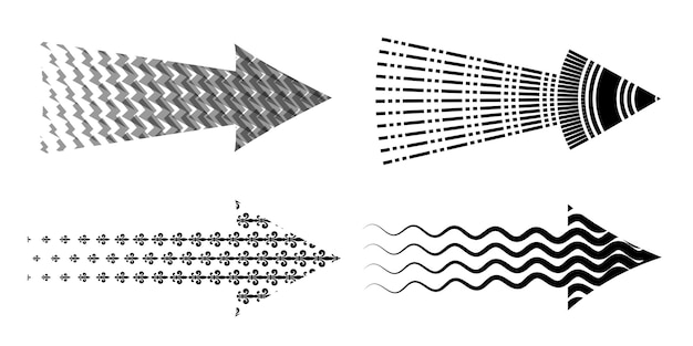 Vecteur jeu de flèches texturées divers symboles flèches noires