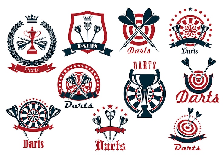 Vecteur jeu de fléchettes icônes du club sportif
