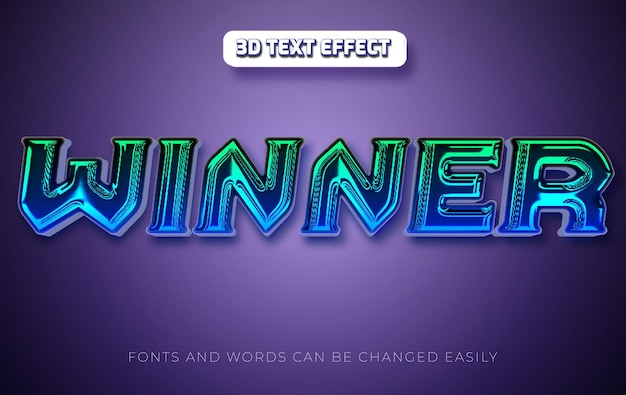 Jeu Gagnant Style D'effet De Texte 3d Modifiable