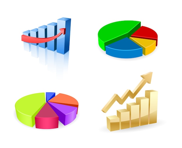 Jeu d'icônes 3d graphique diagramme entreprise