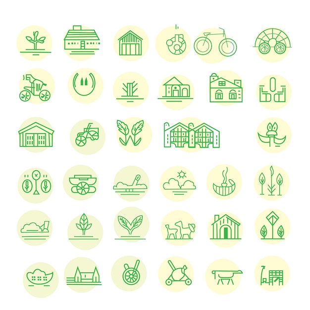 Jeu d'icônes agricoles Ensemble d'icônes d'agriculteur Ensemble d'icônes vectorielles d'agriculteurs pour la conception de sites Web isolées o