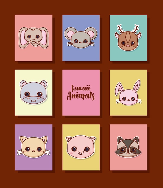 Jeu D'icônes D'animaux Kawaii