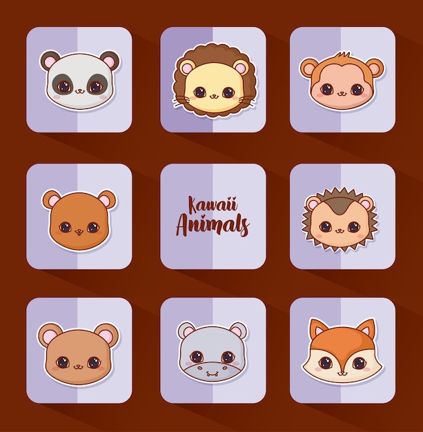 Jeu D'icônes D'animaux Kawaii