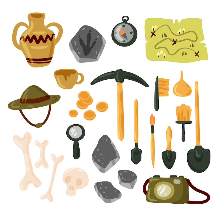 Vecteur jeu d'icônes d'archéologie