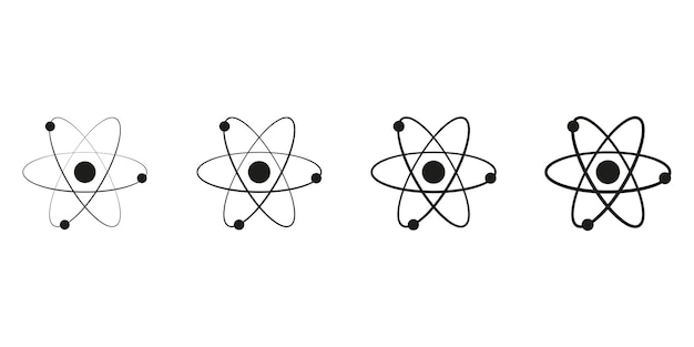 Jeu d'icônes d'atome. La structure du noyau atomique. Isolé sur fond blanc.