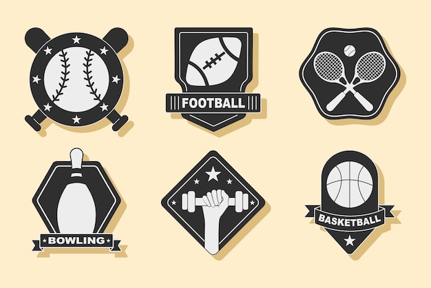 Jeu D'icônes De Badges De Sport