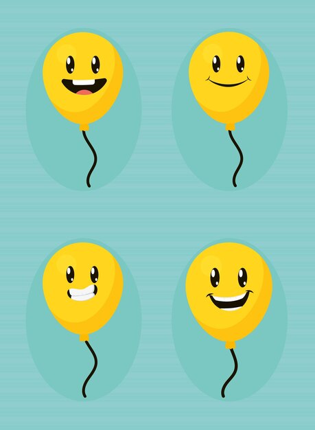 Jeu D'icônes De Ballons Emoji