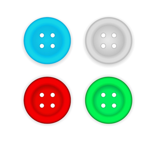 Vecteur jeu d'icônes de bouton de couture couleur