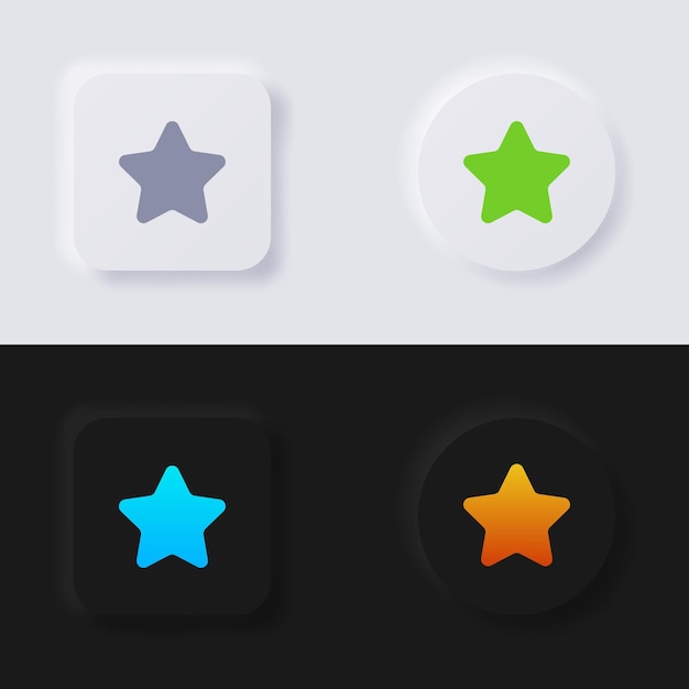 Jeu d'icônes de bouton de symbole d'étoile Bouton de neumorphisme multicolore Conception d'interface utilisateur douce pour la conception Web Application UI et plus Bouton Vector